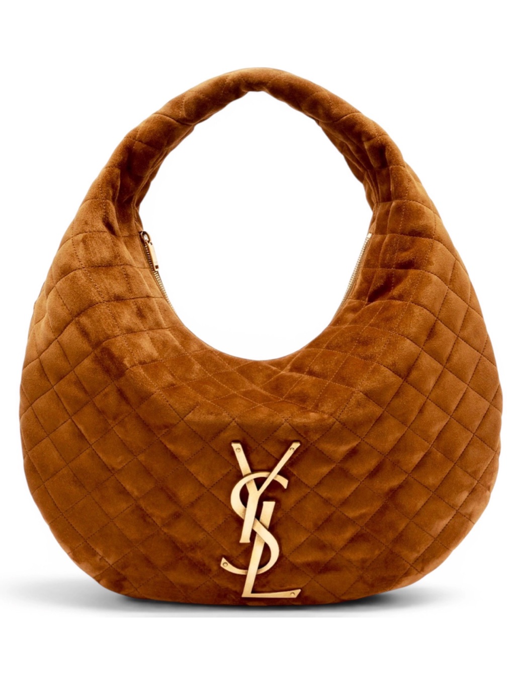 Saint Laurent Icare Diamond Quilted Suede Leather Hobo Shoulder Bag